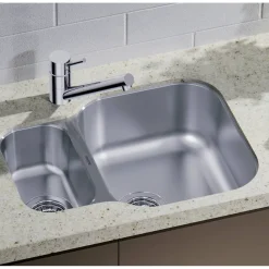 Blanco Essential 1.5 Bowl Undermount Brushed Stainless Steel Kitchen Sink & Waste with Reversible Main Bowl - 582 x 450mm