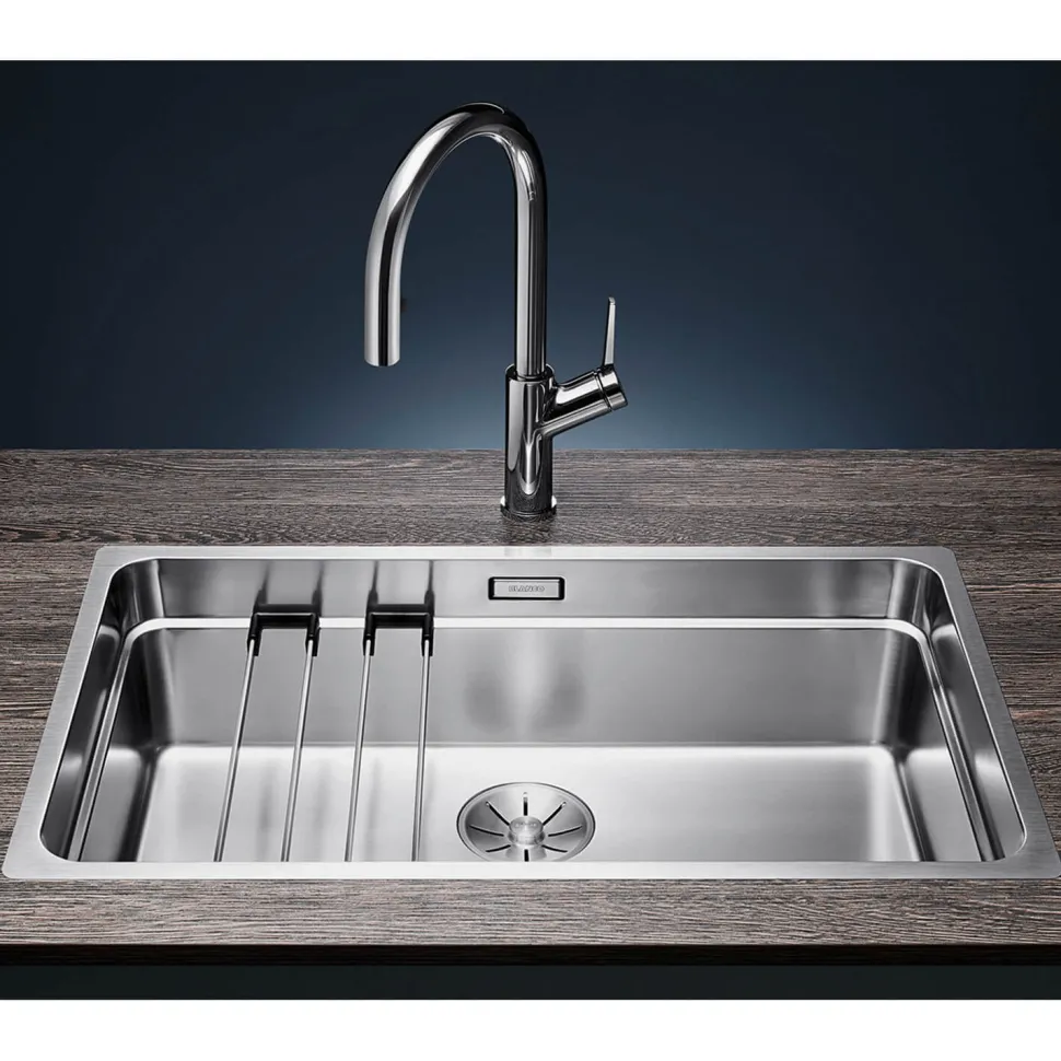 Blanco Etagon Extra Large 1 Bowl Satin Polish Inset or Undermount Stainless Steel Kitchen Sink & Waste - 740 x 440mm