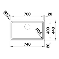 Blanco Etagon Extra Large 1 Bowl Satin Polish Inset or Undermount Stainless Steel Kitchen Sink & Waste - 740 x 440mm