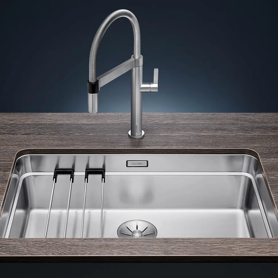 Blanco Etagon Extra Large 1 Bowl Satin Polish Inset or Undermount Stainless Steel Kitchen Sink & Waste - 740 x 440mm