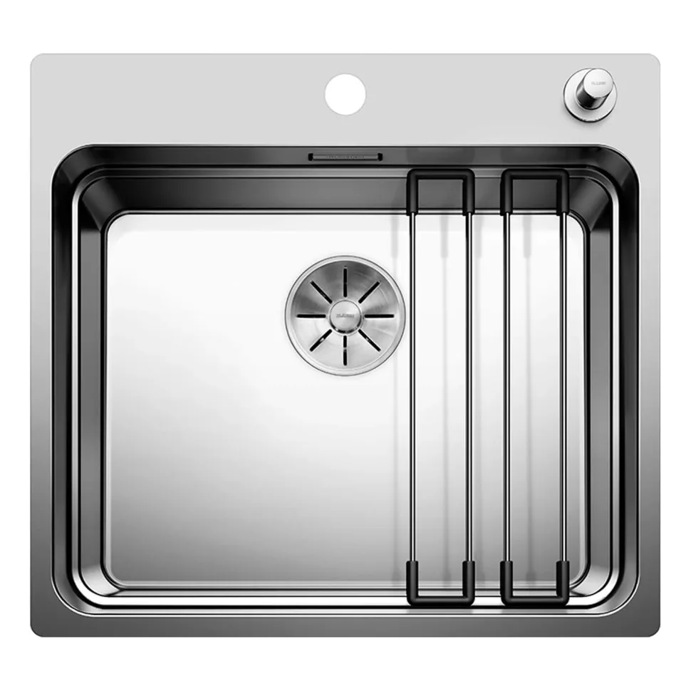 Blanco Etagon Large 1 Bowl Satin Polish Stainless Steel Kitchen Sink & Waste with Tap Ledge - 540 x 500mm