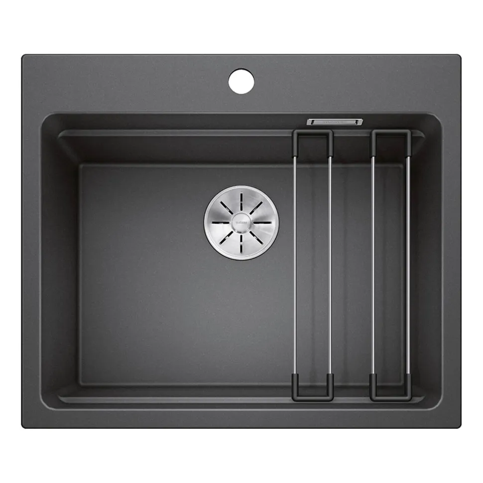Blanco Etagon 6 Large 1 Bowl Silgranit Composite Kitchen Sink & Waste with Tap Ledge - 600 x 510mm
