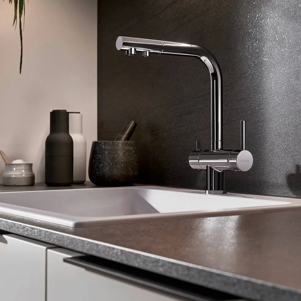 Blanco Fontas-S II 3-in-1 Warm, Cold and Filtered Cold Water Mono Pull Out Kitchen Mixer Tap