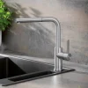 Blanco Lanora-S Eco Cold Start Brushed Stainless Steel Mono Pull Out Kitchen Mixer Tap