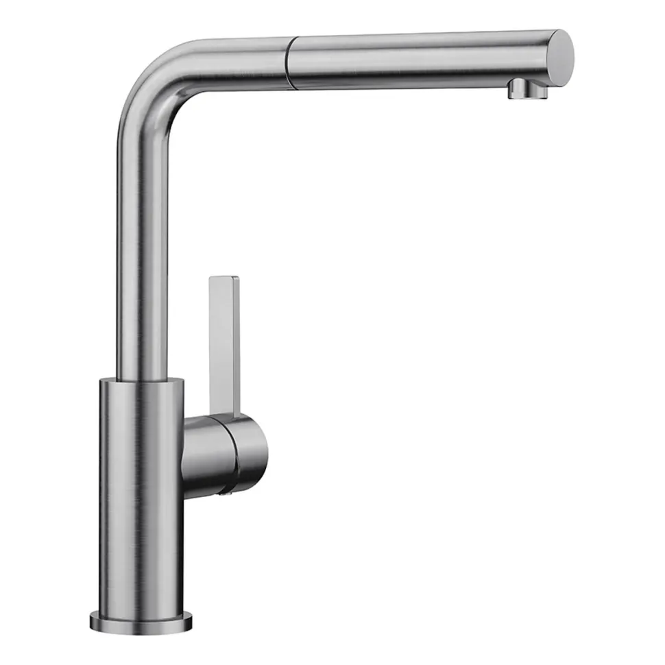 Blanco Lanora-S Eco Cold Start Brushed Stainless Steel Mono Pull Out Kitchen Mixer Tap