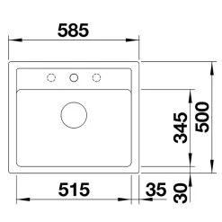 Blanco Legra 6 1 Bowl Silgranit Composite Kitchen Sink & Waste with Tap Ledge - 585 x 500mm
