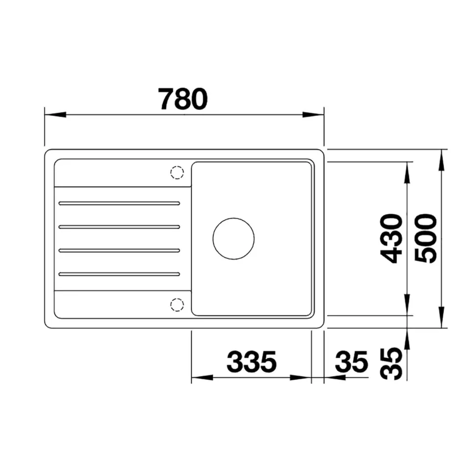Blanco Legra 45 S Compact 1 Bowl Silgranit Composite Kitchen Sink & Waste with Reversible Drainer - 780 x 500mm