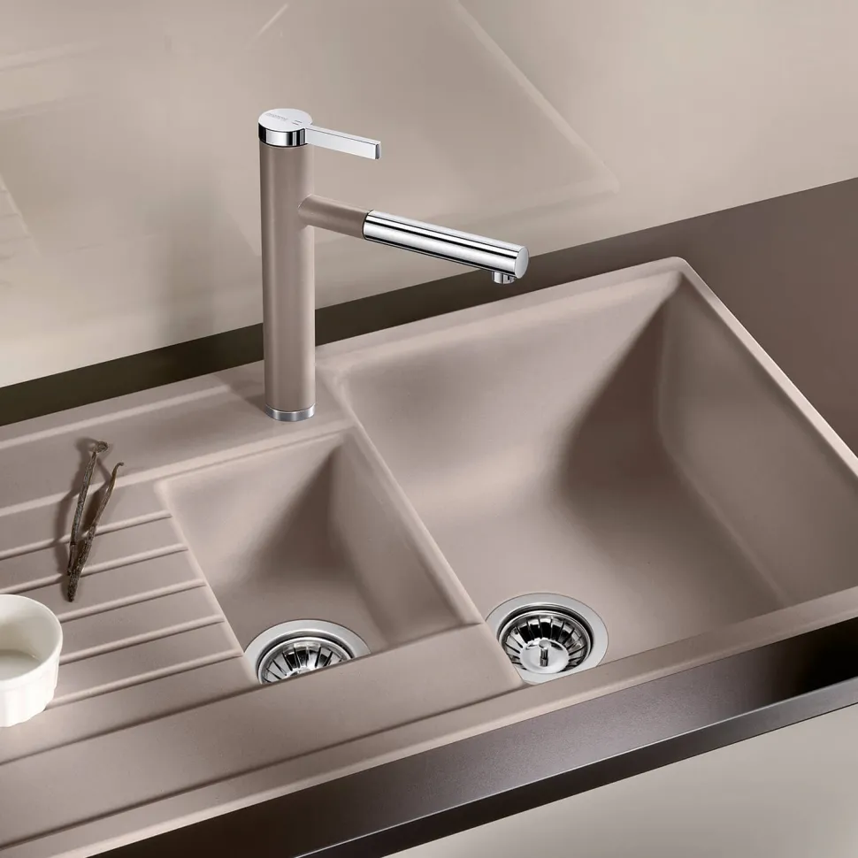 Blanco Linee-S Single Lever Pull Out Kitchen Mixer Tap with Silgranit Matching Finish