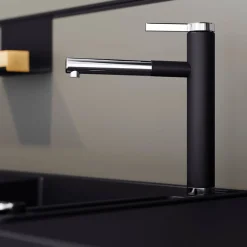 Blanco Linee-S Single Lever Pull Out Kitchen Mixer Tap with Silgranit Matching Finish