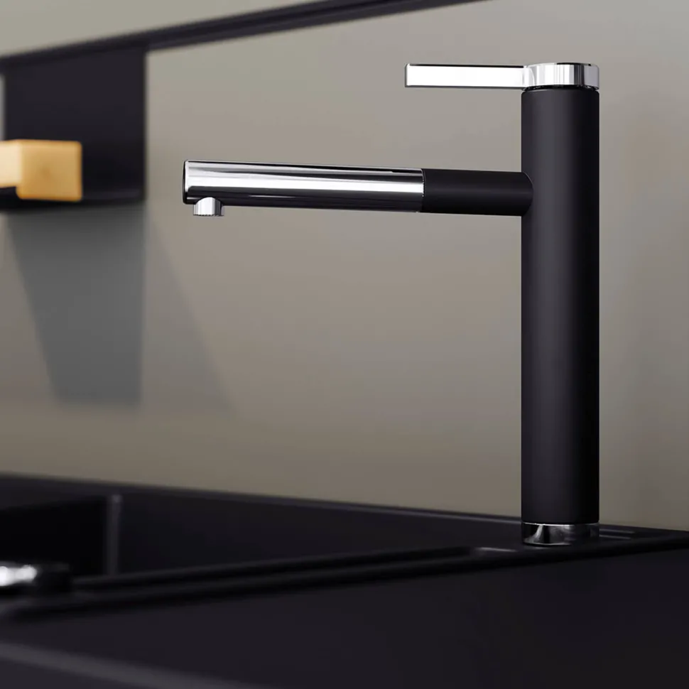 Blanco Linee-S Single Lever Pull Out Kitchen Mixer Tap with Silgranit Matching Finish