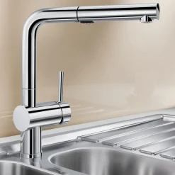 Blanco Linus-S Vario Single Lever Chrome Mono Pull Out Kitchen Mixer Tap with Dual Spray