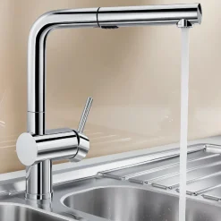 Blanco Linus-S Vario Single Lever Chrome Mono Pull Out Kitchen Mixer Tap with Dual Spray