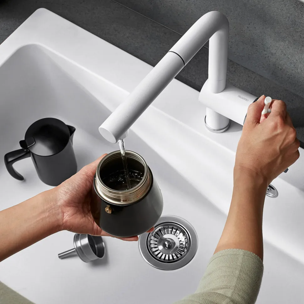 Blanco Linus-S Vario Single Lever Mono Pull Out Kitchen Mixer Tap with Silgranit Matching Finish