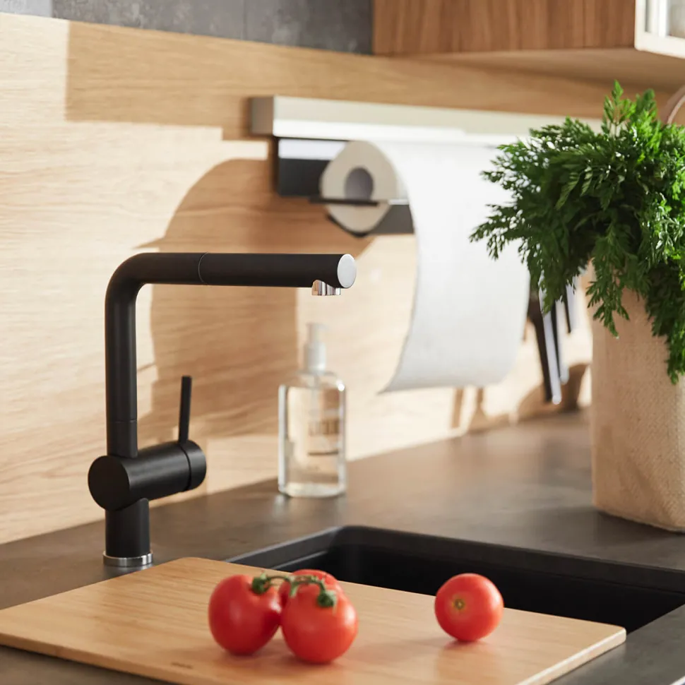 Blanco Linus-S Vario Single Lever Mono Pull Out Kitchen Mixer Tap with Silgranit Matching Finish
