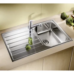 Blanco Livit 45 S Salto 1 Bowl Brushed Stainless Steel Kitchen Sink & Waste with Reversible Drainer - 860 x 500mm