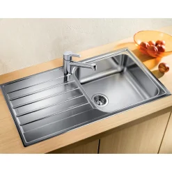 Blanco Livit XL 6 S 1 Bowl Brushed Stainless Steel Kitchen Sink & Waste with Reversible Drainer - 1000 x 500mm