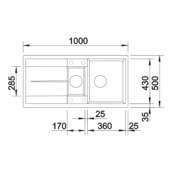 Blanco Metra 6 S 1.5 Bowl Inset Silgranit Composite Kitchen Sink & Waste with Reversible Drainer - 1000 x 500mm