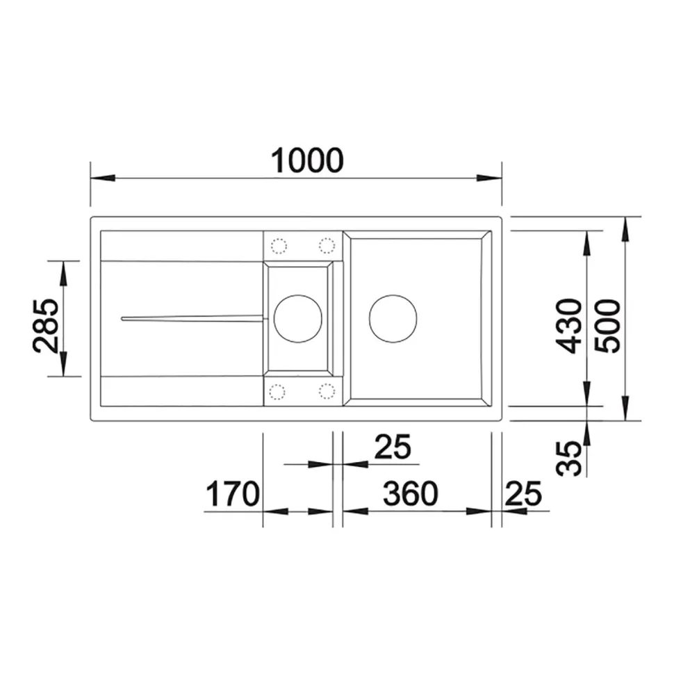 Blanco Metra 6 S 1.5 Bowl Inset Silgranit Composite Kitchen Sink & Waste with Reversible Drainer - 1000 x 500mm