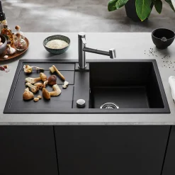 Blanco Metra 5 S Compact 1 Bowl Inset Silgranit Composite Kitchen Sink & Waste with Reversible Drainer - 860 x 500mm