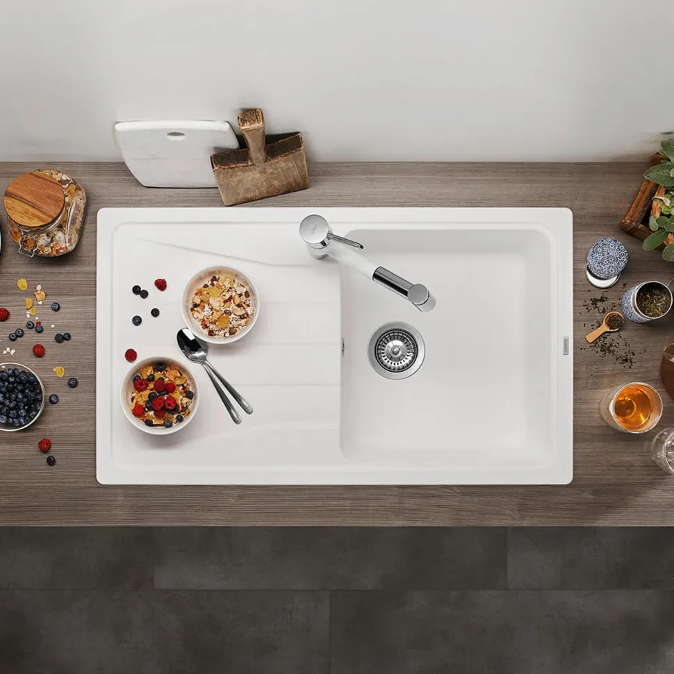 Blanco Sona 5 S Compact 1 Bowl Inset Silgranit Composite Kitchen Sink & Waste with Reversible Drainer - 860 x 500mm