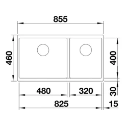 Blanco Subline 1.75 Bowl Undermount Silgranit Composite Kitchen Sink & Waste - 855 x 460mm