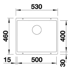 Blanco Subline 500-U 1 Bowl Undermount Silgranit Composite Kitchen Sink & Waste - 530 x 460mm