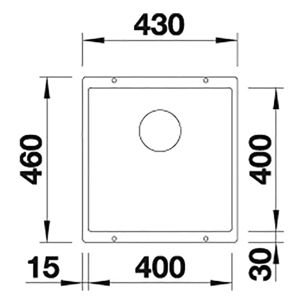 Blanco Subline 400-U Compact 1 Bowl Undermount Silgranit Composite Kitchen Sink & Waste - 430 x 460mm