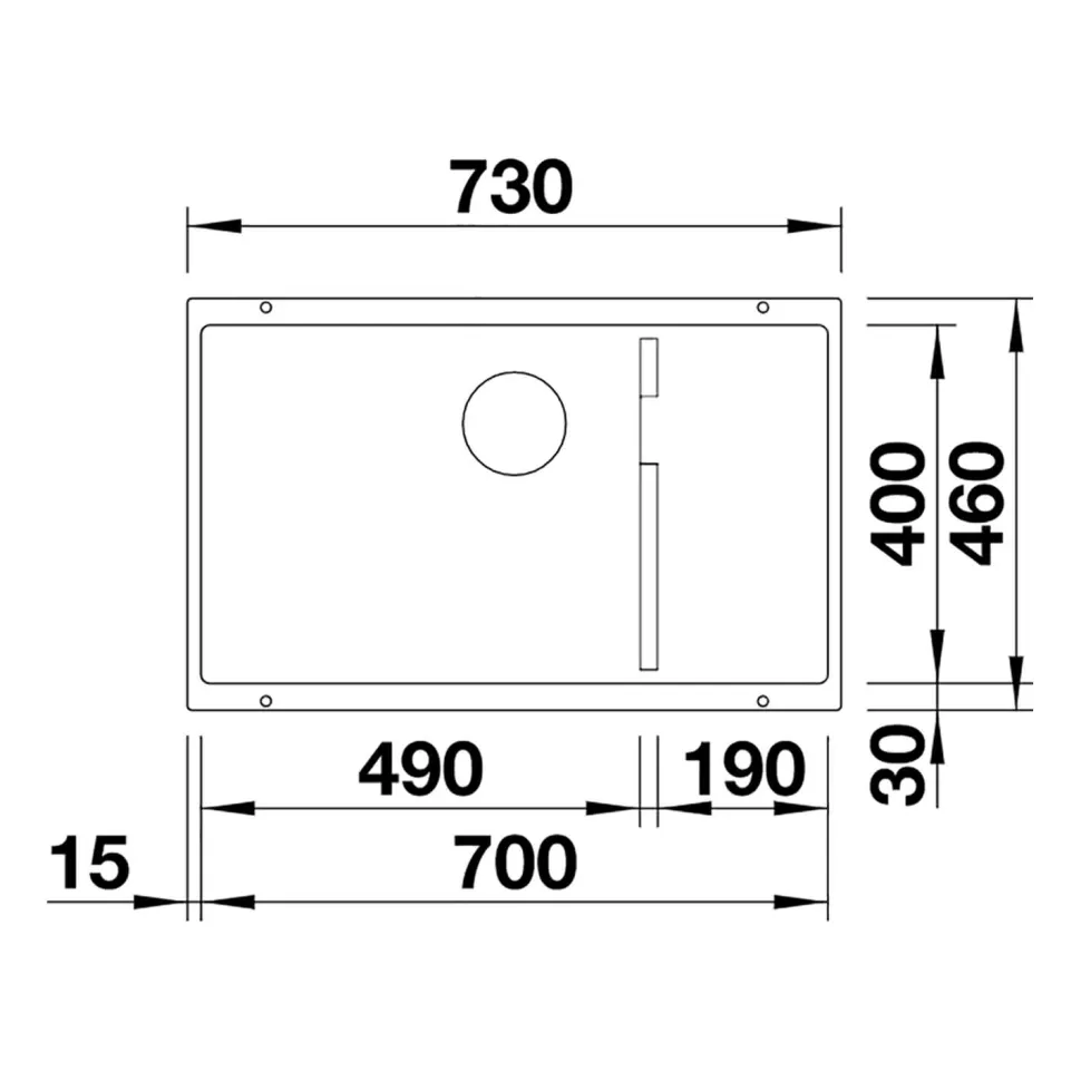Blanco Subline 700-U Extra Large Stepped 1 Bowl Undermount Silgranit Composite Kitchen Sink & Waste - 730 x 460mm