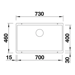 Blanco Subline 700-U Large 1 Bowl Undermount Silgranit Composite Kitchen Sink & Waste - 730 x 460mm