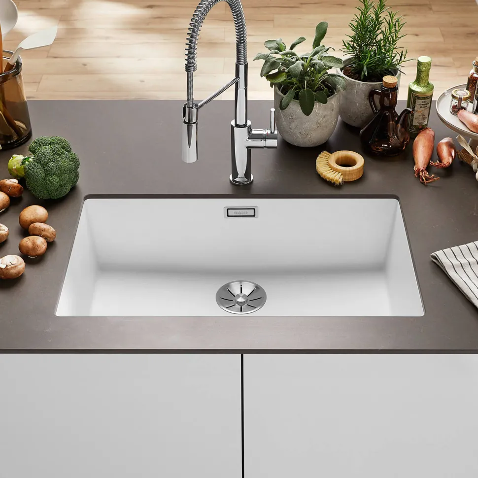 Blanco Subline 700-U Large 1 Bowl Undermount Silgranit Composite Kitchen Sink & Waste - 730 x 460mm