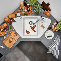 Blanco Zia 9 E Corner 1 Bowl Inset Silgranit Composite Kitchen Sink & Waste with Reversible Drainer - 930 x 510mm