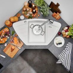 Blanco Zia 9 E Corner 1 Bowl Inset Silgranit Composite Kitchen Sink & Waste with Reversible Drainer - 930 x 510mm