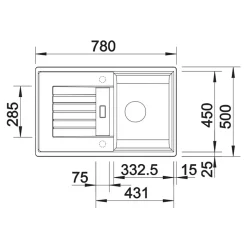 Blanco Zia 45 S Compact 1.5 Bowl Inset Silgranit Composite Kitchen Sink & Waste with Reversible Drainer - 780 x 500mm