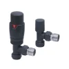 Brenton Designer Angled Thermostatic Radiator Valves - Carbon Anthracite