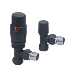 Brenton Designer Angled Thermostatic Radiator Valves - Carbon Anthracite