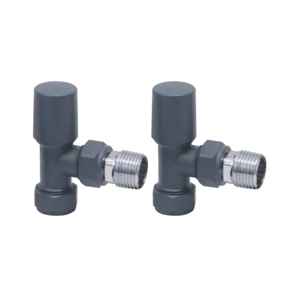 Brenton 15mm Angled Manual Radiator Valves - Anthracite