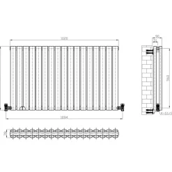 Brenton Oval Double Panel Horizontal Radiator - 600 x 1020mm