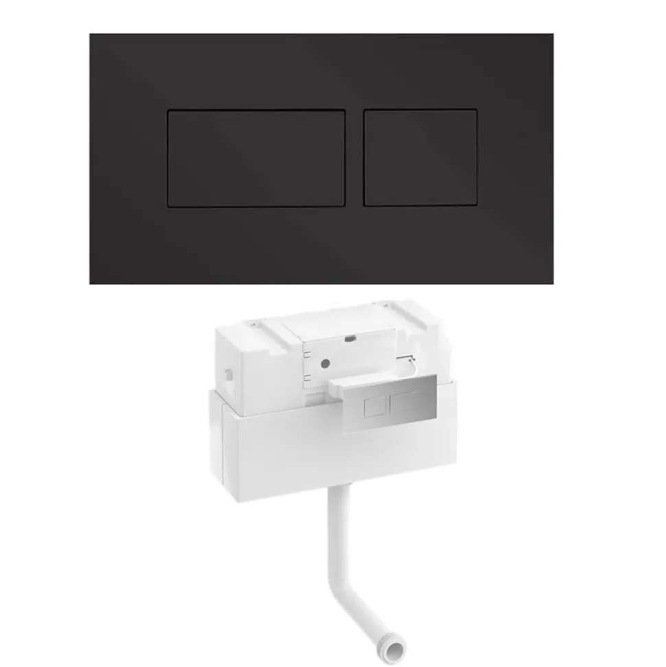 Britton Bathrooms Hoxton Dual Flush Plate and Cistern - Matt Black