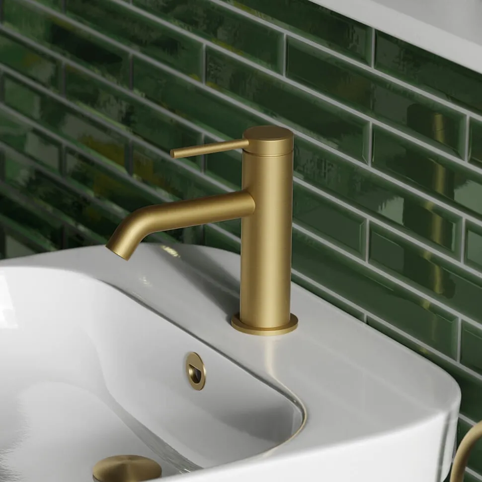 Britton Bathrooms Hoxton Slim Basin Mixer Tap - Brushed Brass