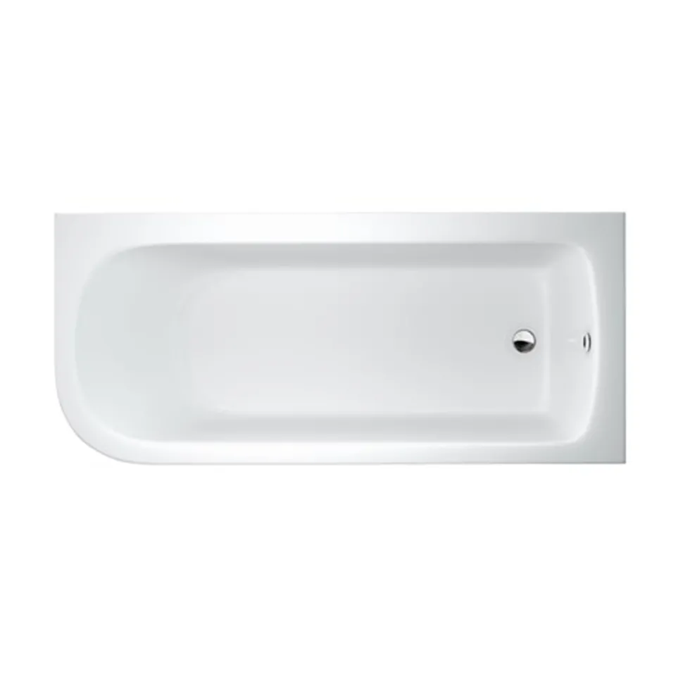 Britton Bathrooms Viride Single Ended Offset J-Shaped Bath, Panel & Cradle - 1700 x 750mm