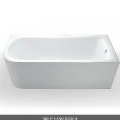Britton Bathrooms Viride Single Ended Offset J-Shaped Bath, Panel & Cradle - 1700 x 750mm