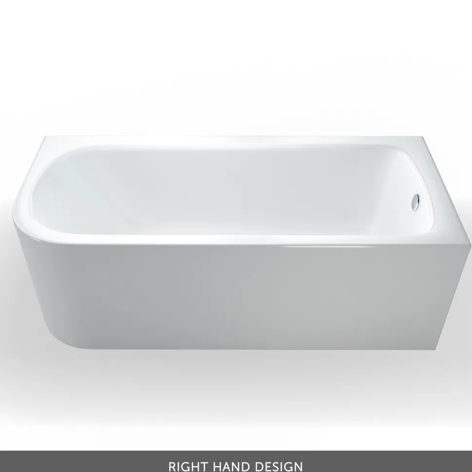 Britton Bathrooms Viride Single Ended Offset J-Shaped Bath, Panel & Cradle - 1700 x 750mm