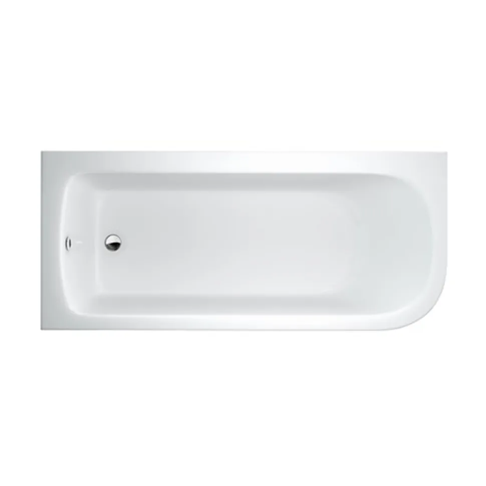 Britton Bathrooms Viride Single Ended Offset J-Shaped Bath, Panel & Cradle - 1700 x 750mm