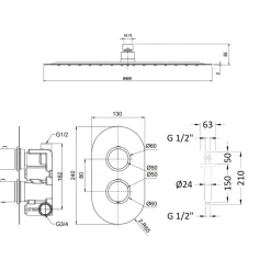 Brooke Concealed Shower Valve & Fixed Shower Head Package