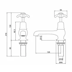 Burlington Anglesey Deck Mounted Bath Pillar Taps