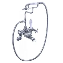 Burlington Anglesey Wall Mounted Bath Shower Mixer with Straight Valves & S Adjuster