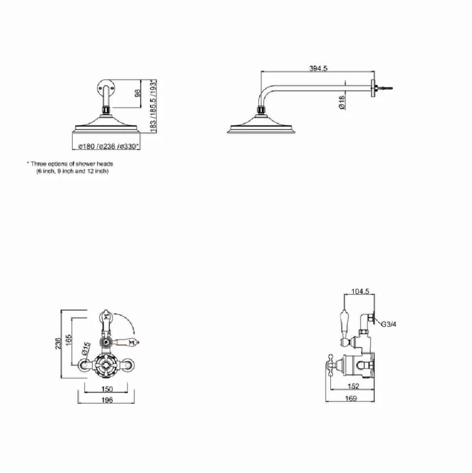 Burlington Avon Exposed Thermostatic Shower Kit with AirBurst Shower Head