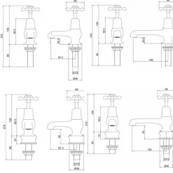Burlington Claremont 3 Inch Basin Pillar Taps