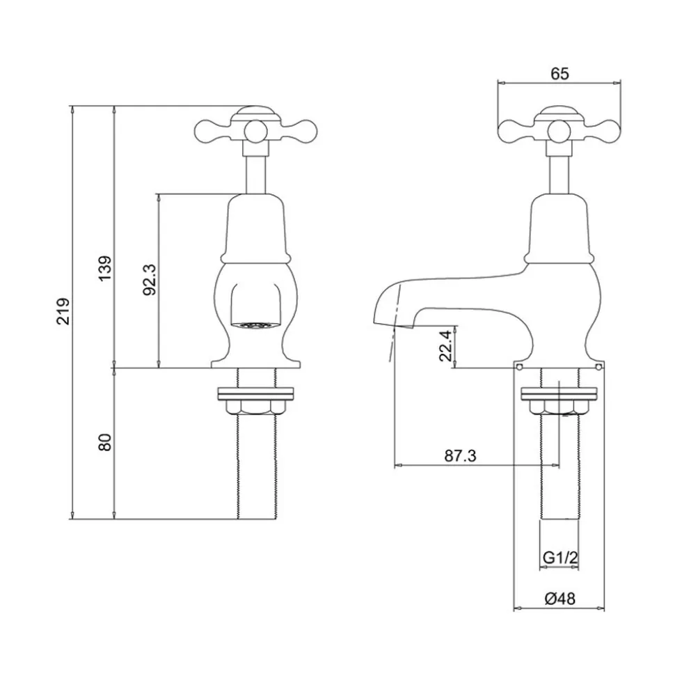Burlington Claremont 3 Inch Basin Pillar Taps