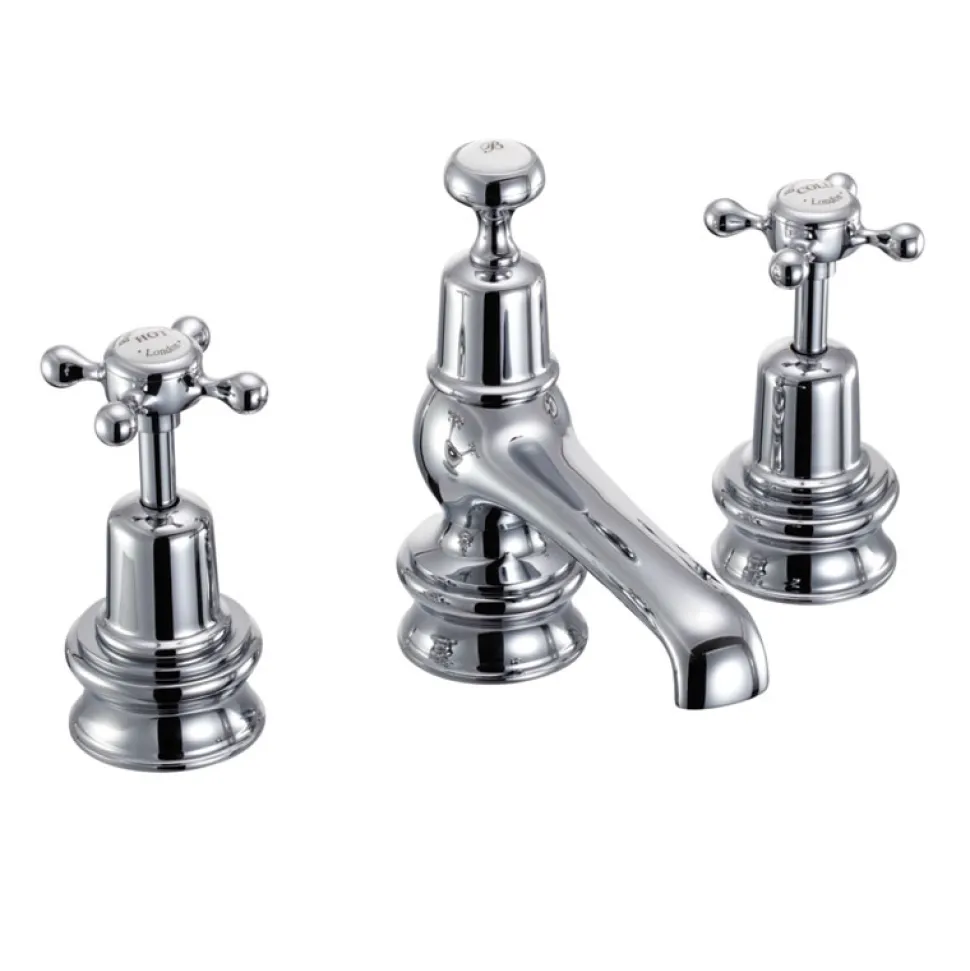 Burlington Claremont 3 Tap Hole Basin Mixer with Pop-up Waste